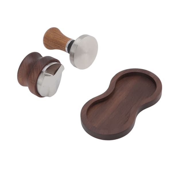 Kaffehammer Stampesæt Valnød Rustfrit Stål Tamper Fordeler Sæt med Universal Base til Køkken 51mm/2in