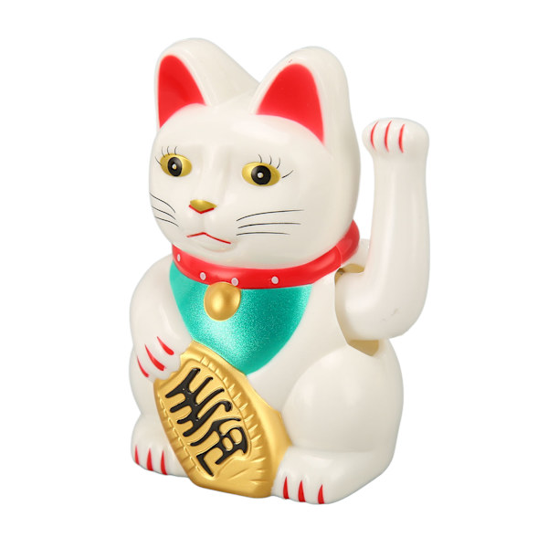 4in Solar Lucky Fortune Cat med vinkande arm Solar Powered Feng Shui Lucky Cats Lucky Beckoning Waving Wealth Cat Heminredning Vit MLY23056 1