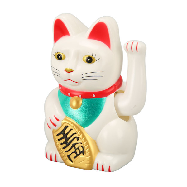 4in Solar Lucky Fortune Cat med vinkende arm Solar Powered Feng Shui Lucky Cats Lucky Beckoning Waving Wealth Cat Home Decor White MLY23056 1