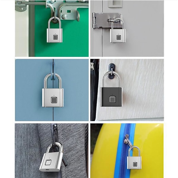 Svart bärbart smart fingeravtryckshänglås utan USB nyckel