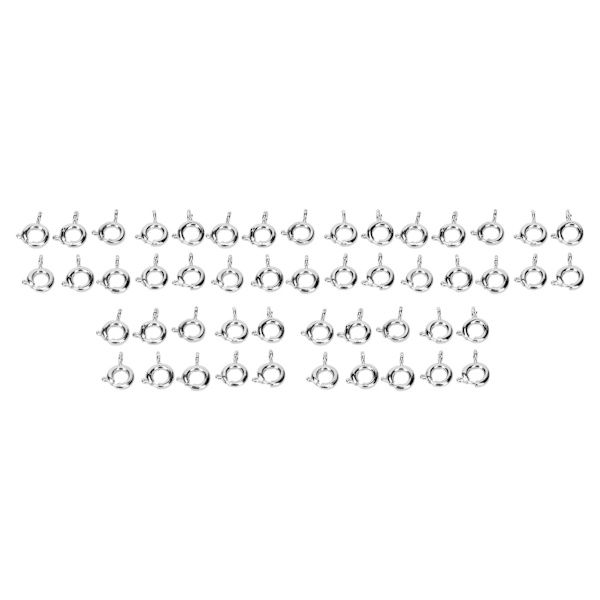 50 stk fjederringespænder 6 mm diameter 1,5 mm hul dekorative kobber runde låse til smykker sølv