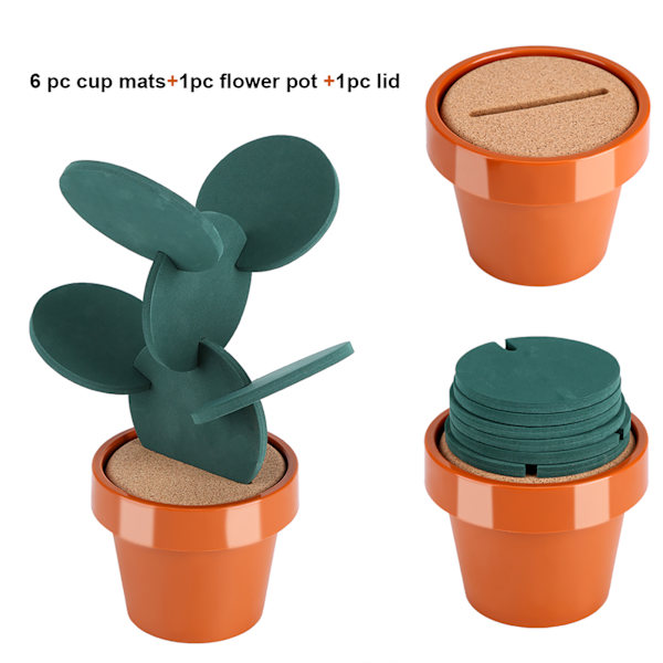 Nyhed Potted Cactus Cup Mat Pad Varmeisolering Coasters Bord Skrivebordsdekoration