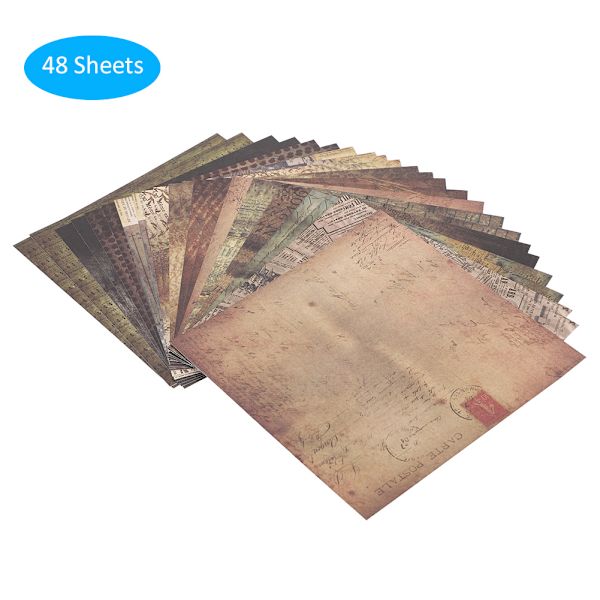 48 Ark DIY Skrapbokpapper Album Skrapbok Mönster Gratulationskort Junk Journal Kort Dekoratör