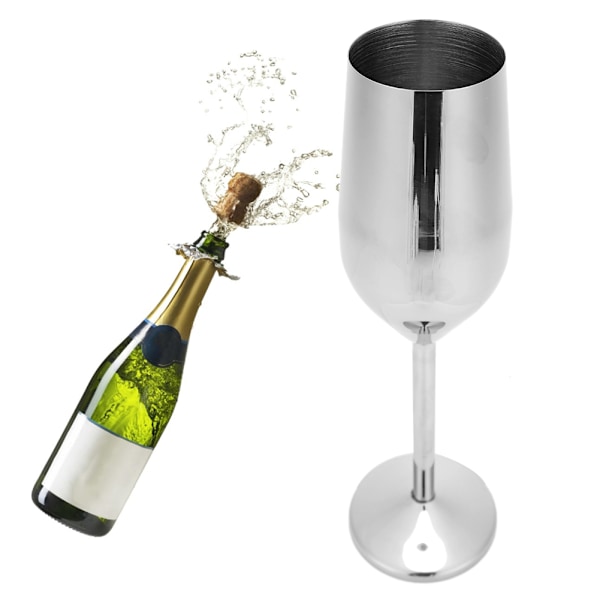 304 Rostfritt Stål Vinglas Champagne Glas Dricksglas 220ML för Bar Fest BankettSilver