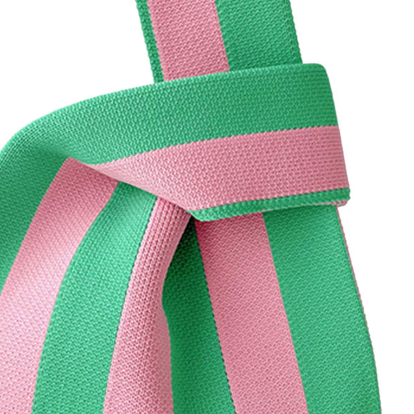 Indkøbspose, indkøbspose, stribemønster, stor kapacitet, sammenklappelig, genanvendelig, vævet taske til daglig rejse, pink grøn