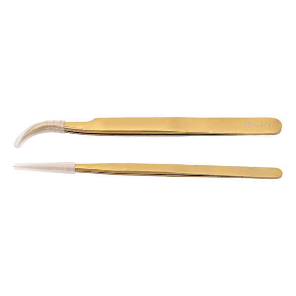 Pinsettsats i aluminiumlegering, böjd rak huvud, antimagnetisk precisionspinsett för PCB-lödning, guld