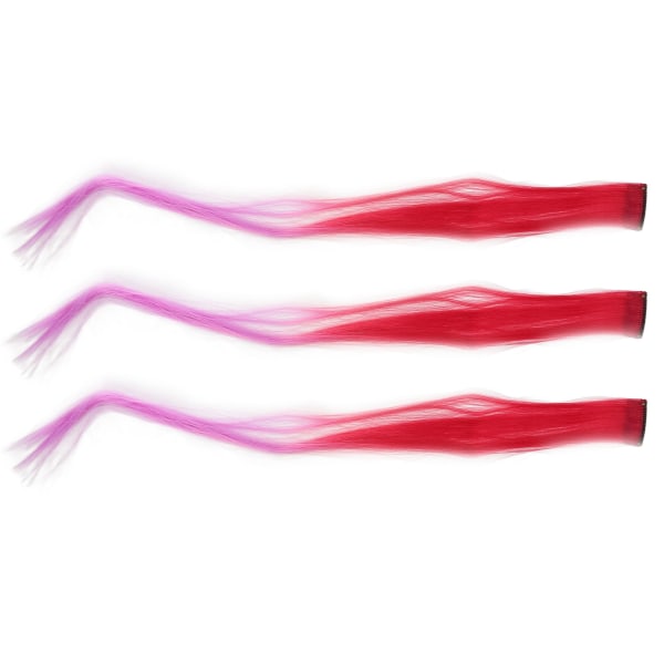 10 stk farget klips i hårpynt Gradient Langt rett syntetisk hårforlenger hårstykke for Cosplay Party Mørk Rød Gradient Lilla