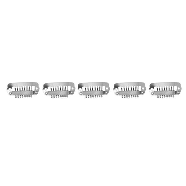 50 st hårförlängningsklämmor i rostfritt stål set -det-själv 8 tänder Snap Comb Peruk Clips Tillbehör 1.1in Silver