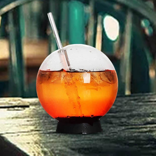 Klart Cocktailglas med Sugrör Fiskbålsglas för Mjölk Juice Cocktail