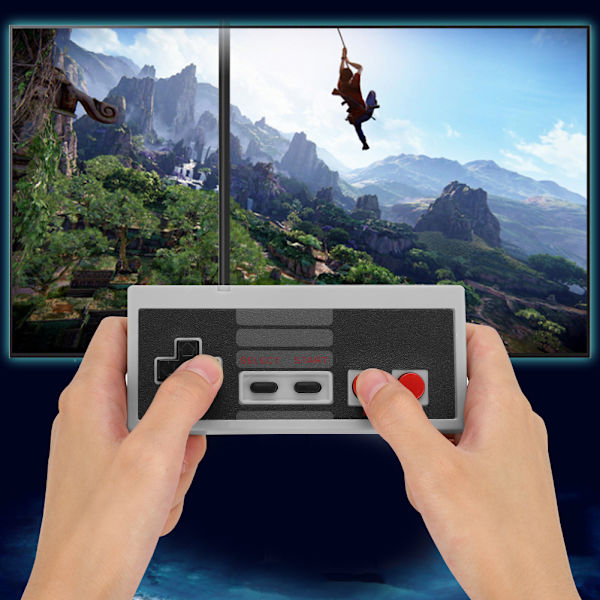 Klassisk trådbunden USB-spelhandkontroll spelkontroll ursprungligen designad för NES Mini-värd (grå)