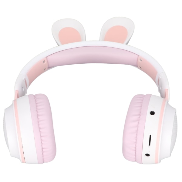 Rabbit Ear Bluetooth 5.0-hodetelefoner sammenleggbare trådløse headset for barn med LED-fargelys for PC-nettbrett Online læring Hvit Rosa