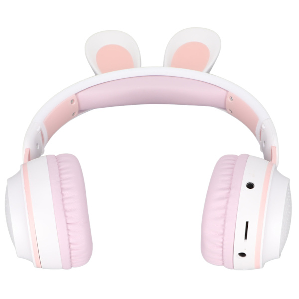 Rabbit Ear Bluetooth 5.0-hodetelefoner sammenleggbare trådløse headset for barn med LED-fargelys for PC-nettbrett Online læring Hvit Rosa