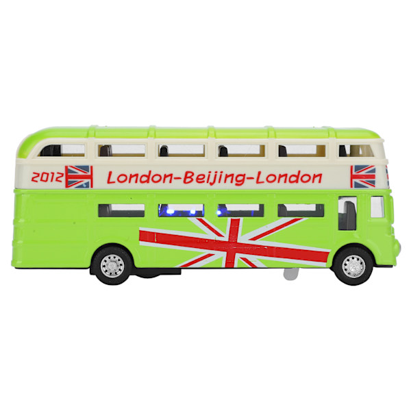1:90 Børns Dobbeltdækker Bus Legetøj Børn Lyd Lys Simulation Legering Træk Tilbage Bil Legetøj(Grøn )