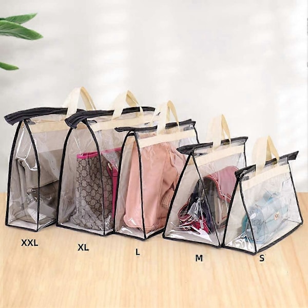 Handväskförvaring, Handväska Organizer Förvaringsväska Transparent Dammtät Handväska Förvaringsväska för Hängande Garderob med Dragkedja (5-pack)