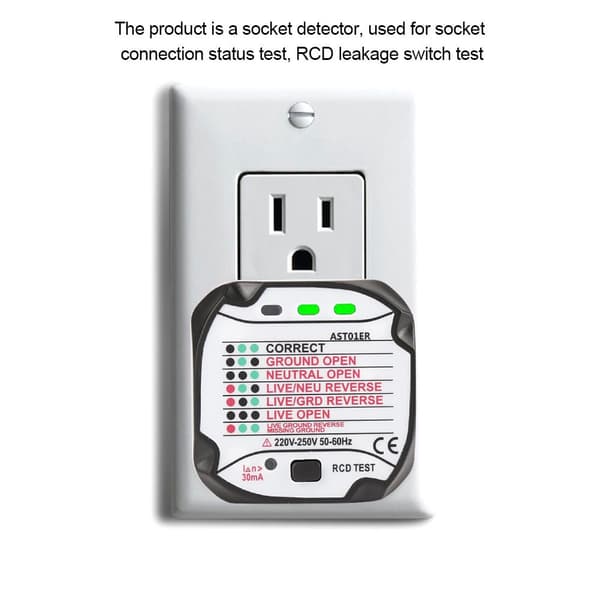 BSIDE AST01 Bærbar Profesjonell Automatisk Stikkontakttester Detektor (220V EU-plugg)