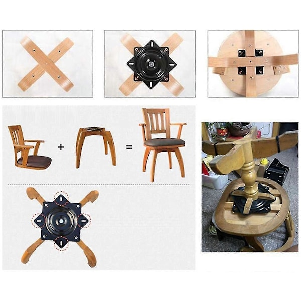 Lazy Susan neliölaakeri, 16 cm, kääntöalusta, huonekaluille, sohvalle, TV:lle ja baarituolille, musta
