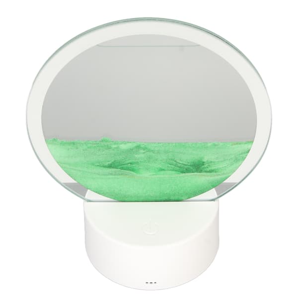Rörlig sandkonst rund ram 3D transparent glas batteri USB-driven belysning dynamisk sandbild för familjekontor café grön