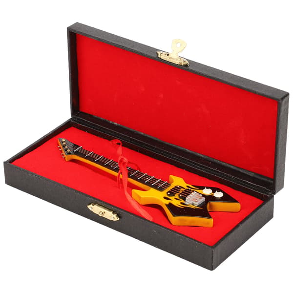 Mini Bass Simulation Klassisk Dekorativt Instrument Samling Miniature Guitar Model til Studie Soveværelse Gul