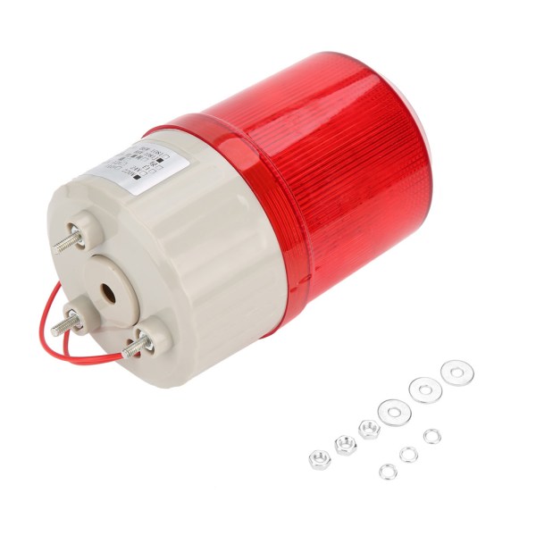 220V rødt LED-advarselslys, lyd- og lysalarmsystem, roterende lys, nød-LED-strobelys-1 stk.