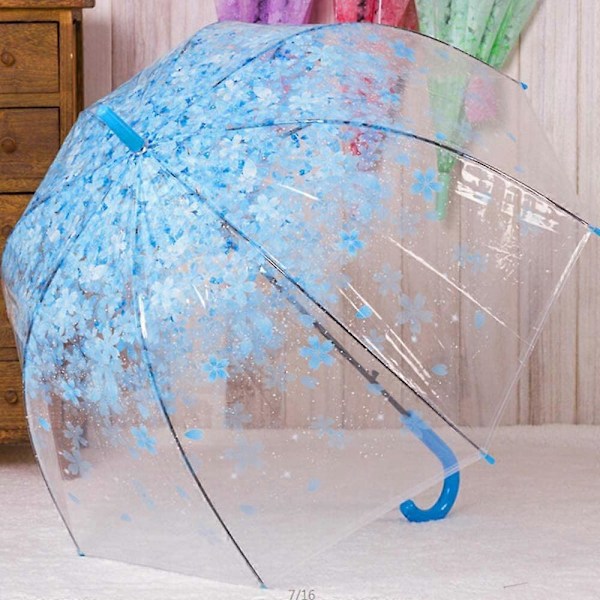 Transparent Paraply Dome, Vindtæt Letvægt (Blå)