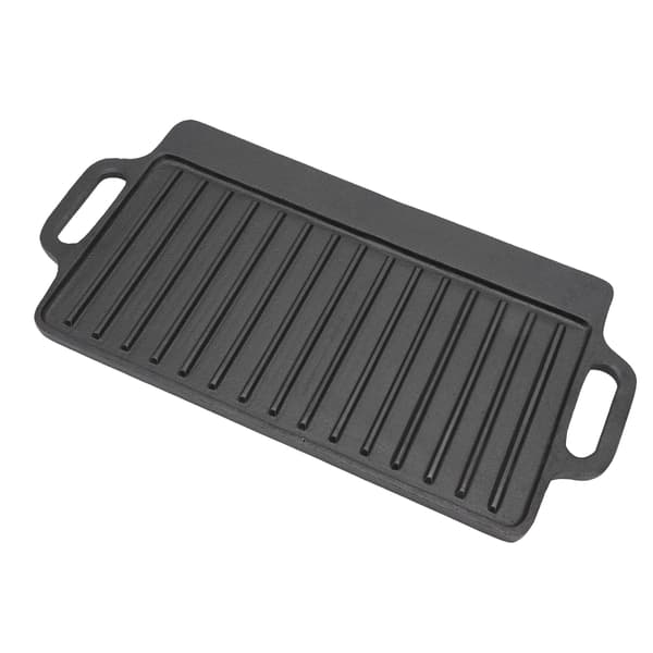 Grillplade Støbejern Teppanyaki Plade Fortykket Rektangulær Dobbeltsidet Grill 40x20CM