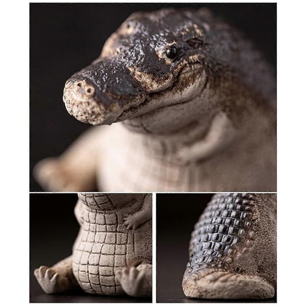 Lille alligatorstatue, gårdspladsornament, dyr, alligatorstatue