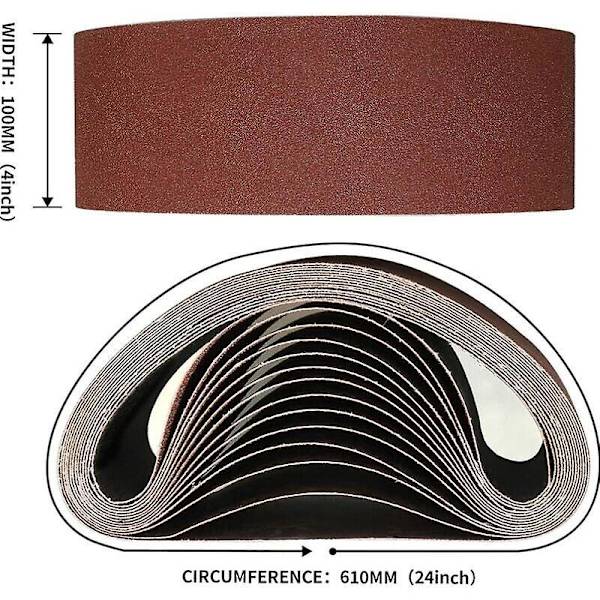 16-delt slipebåndsett - 100x610 mm - 2x40/60/80/120/150/180/240/320 korn - ideell for tresliping, polering og støvtørking