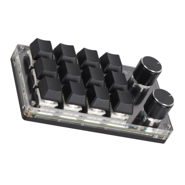 Programmerbart makrotangentbord 2 knoppar blå switch svart 12 tangenter minitangentbord med RGB för kontorsspel Musikmedia