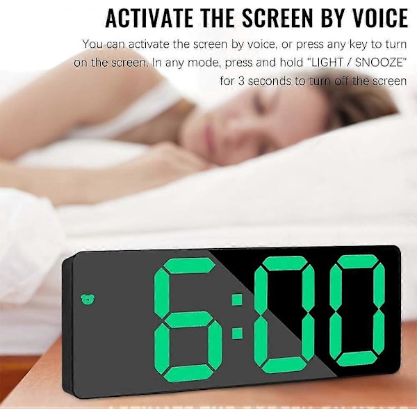 Digital Väckarklocka, LED Digital Sängklocka Batteridriven med Snooze, Justerbar Ljusstyrka, US