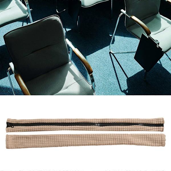 2 x Armstödsskydd Stretch Dragkedja Mode för Datorstol Fåtölj Champagne
