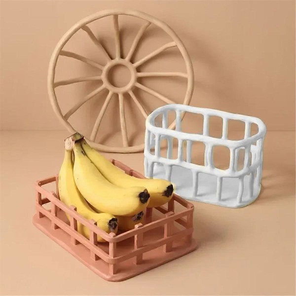 Fruktskål til skrivebord, snacks, dekorasjon, håndverk, brun