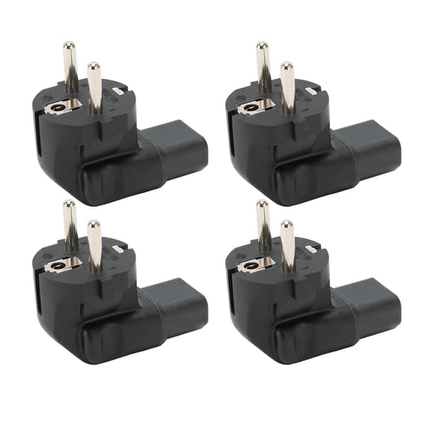 4 stk. EU 4,8 mm til IEC320 C13-konverter 90 graders strømpluggadapter for bærbare datamaskiners strømadaptere EU-plugg 100–250 V