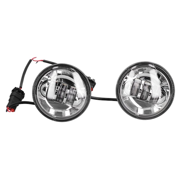 2 stk. 4,5 tommers motorsykkel tåkelys IP67 6500K hvitt LED rundt sølvskål universal spot kjørelys