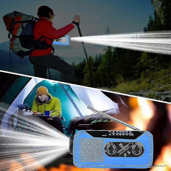 Katastrofförebyggande Ficklampa Radio Solcellsladdning Nödradio 2000mah SOS-varning