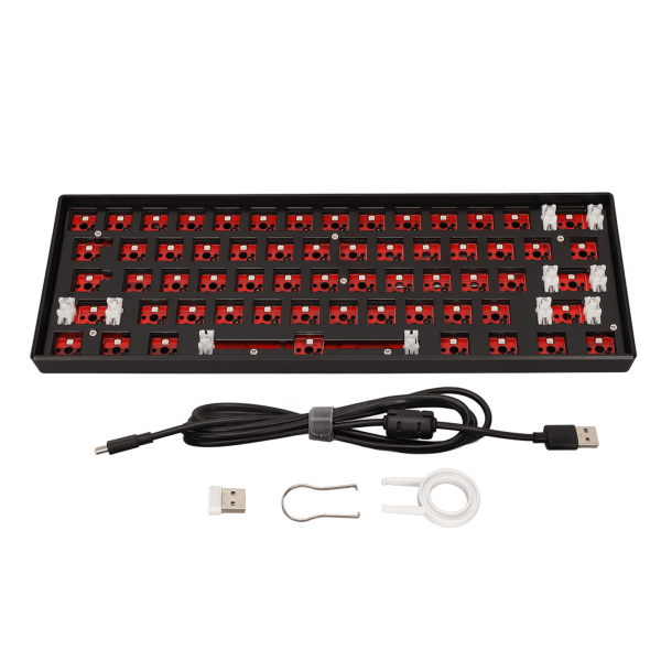 Stöd för 61 tangenter mekaniskt tangentbord gör-det-själv-kit stöd för trådlöst 2.4G BT 3.0 5.0 typ C trådbundet modulärt mekaniskt speltangentbord med RGB-svart