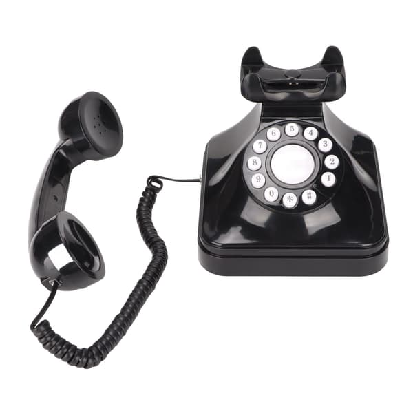 Retro Telefon Klassisk Knapskive Dekoreret Fastnettelefon til Hjemmekontor Sort