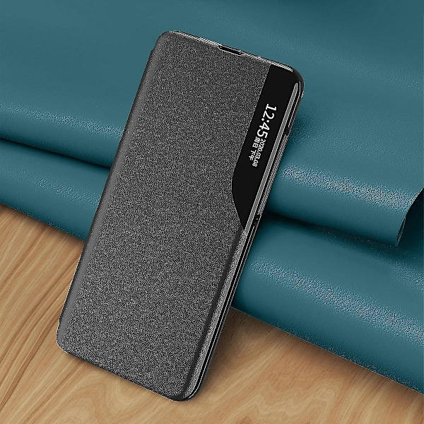 kompatibel Honor Magic 5 Lite 5g /x9a 5g PU Lær Shell Side View Vindus Stativ Deksel Telefon Cover - D Grønn