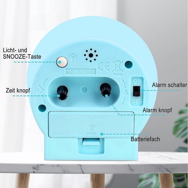 Liten, lett barnereisekvarts analog lydløs vekkerklokke