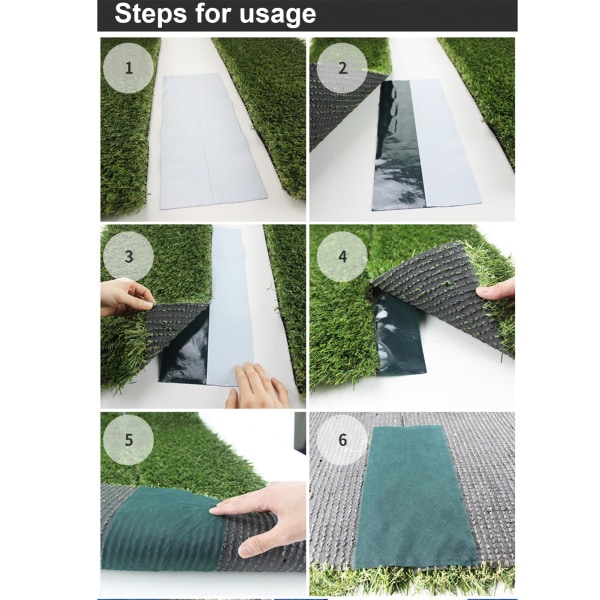 150mm*10m kunstgræssøm Tape Plænetape Græstæppe Græsklæbende tape (sort)
