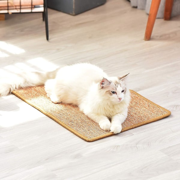 Katte tæppe, 23,6 x 15,7 tommer naturligt sisal katte tæppe, vandret gulvtæppe, gulvtæppe og sofa