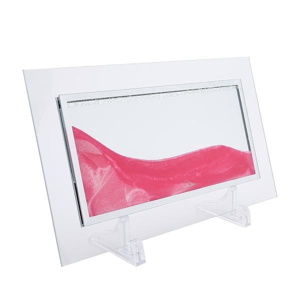 Dynamisk sandbild rosa vacker present tredimensionell dekorationsprydnad med 2 st bas rosa