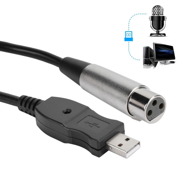 Mikrofonin mikrofoniliitäntäkaapelisovitin USB -XLR-mikrofoniliitäntäkaapelin johto 3 metriä