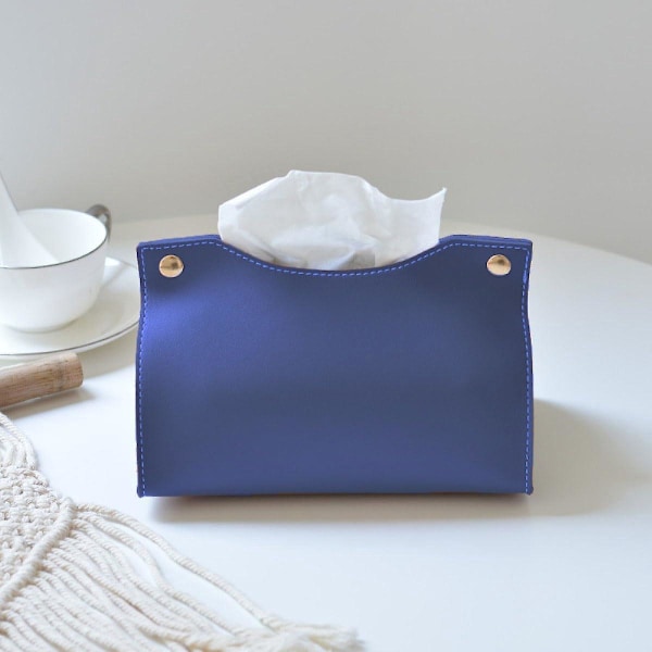 Tissuebox i läder, Servetthållare, Tissue Dispensers, Tissuebox i nordisk stil, Vikbar Tissuebox för hemmet, Tissue Dispenser (Blå)