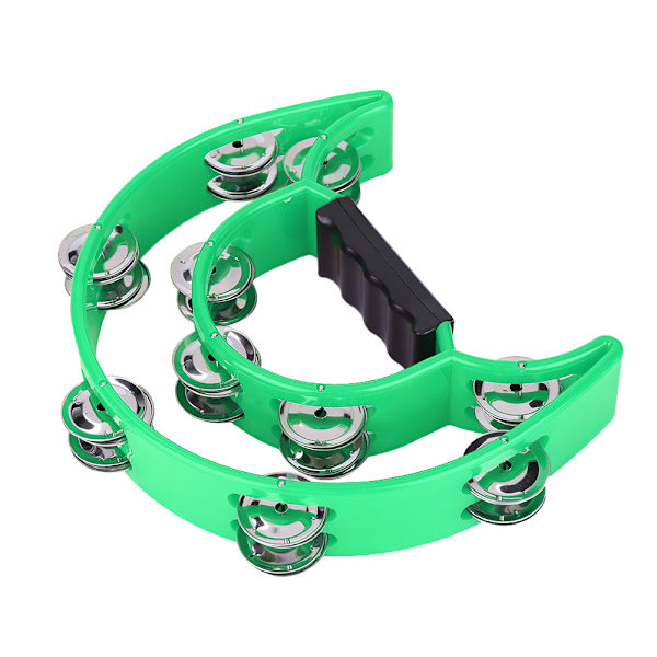 Double Row Jingles Handbell Tambourine Percussion Musical Instrument (Grøn)