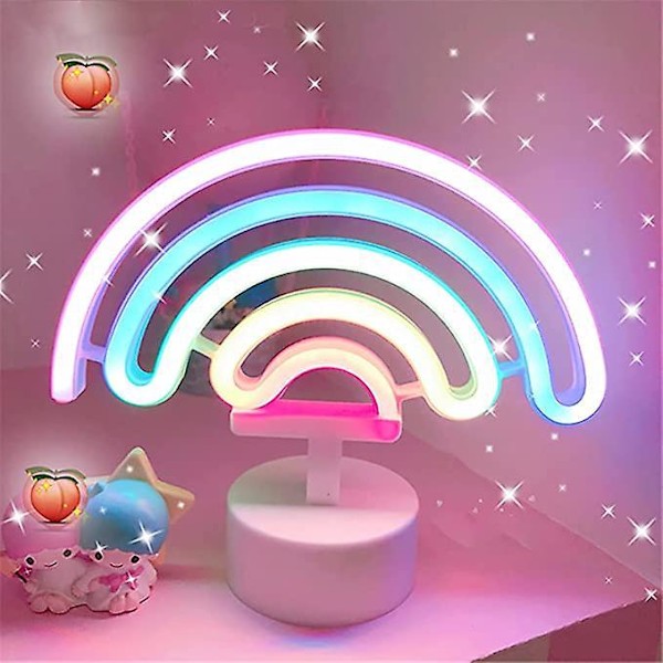 1 st Regnbåge neonskylt med bas, USB- eller batteridriven, för sovrum, lekrum, bar, festdekoration