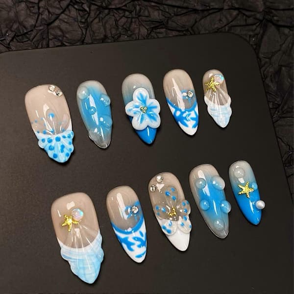 10 Pcs Nude Press-on Nails with Blush that are not Easy to Break or Split S