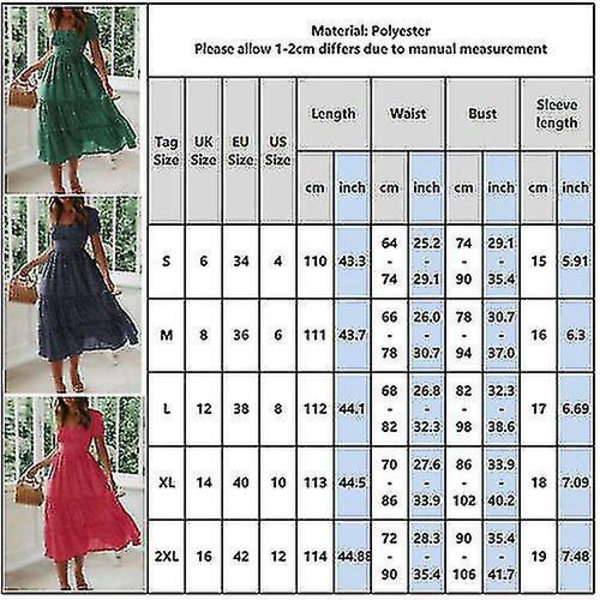 Boho Floral Midi Kjole til Kvinder - Perfekt til Sommerferie og Strandfester L Sort