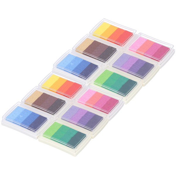 12 st 4 färger gradient bläckdyna set färgglada DIY hantverk kort presenttillverkning stämpelplattor
