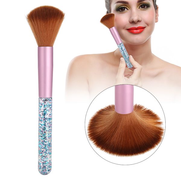 Gradient Färg Hår Kristall Manikyr Nagelkonst Damm Borste Skönhet Makeup Borste Verktygssats (Brun)