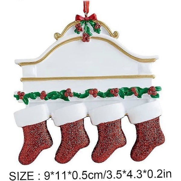 Julstrumpsocka, Julgranshängande Strumpor Familjegrupper Gör-det-själv Hängande Prydnad Dekoration 4 Strumpor Juldekor vit 1 st